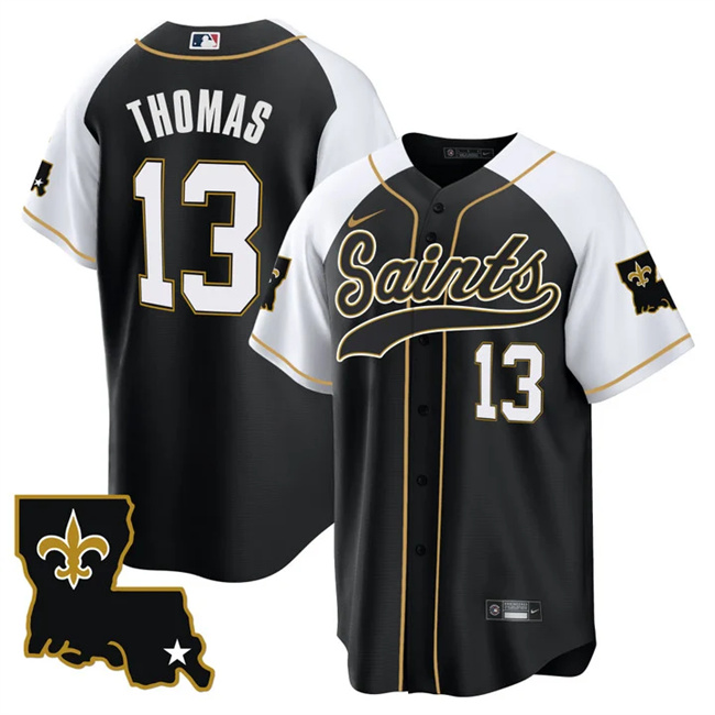 Men's New Orleans Saints #13 Michael Thomas Black/White 1987 Legacy Cool Base Stitched Baseball Jersey Men's New Orleans Saints #13 Michael Thomas Black/White 1987 Legacy Cool Base Stitched Baseball Jersey